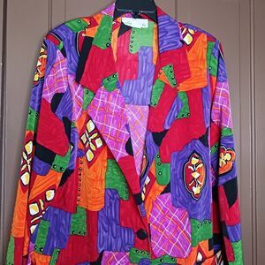 Vintage Lisa Josephs Retro Y2K Abstract Women's Blazer size L
